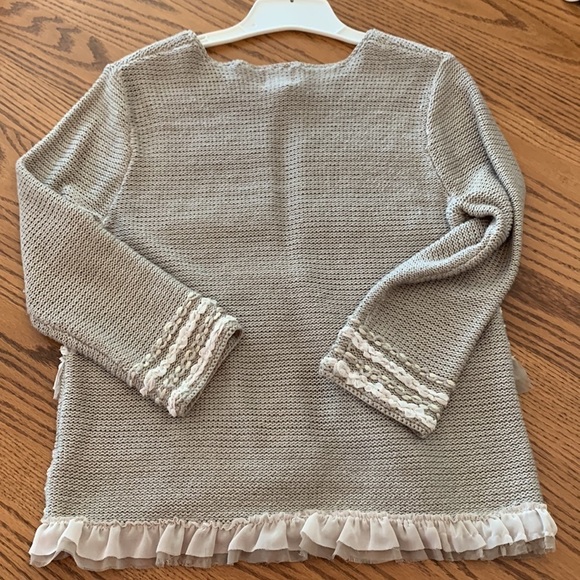 Ruby Rd cardigan size med grey and white mini ruffles long sleeve mixed media - Picture 11 of 12